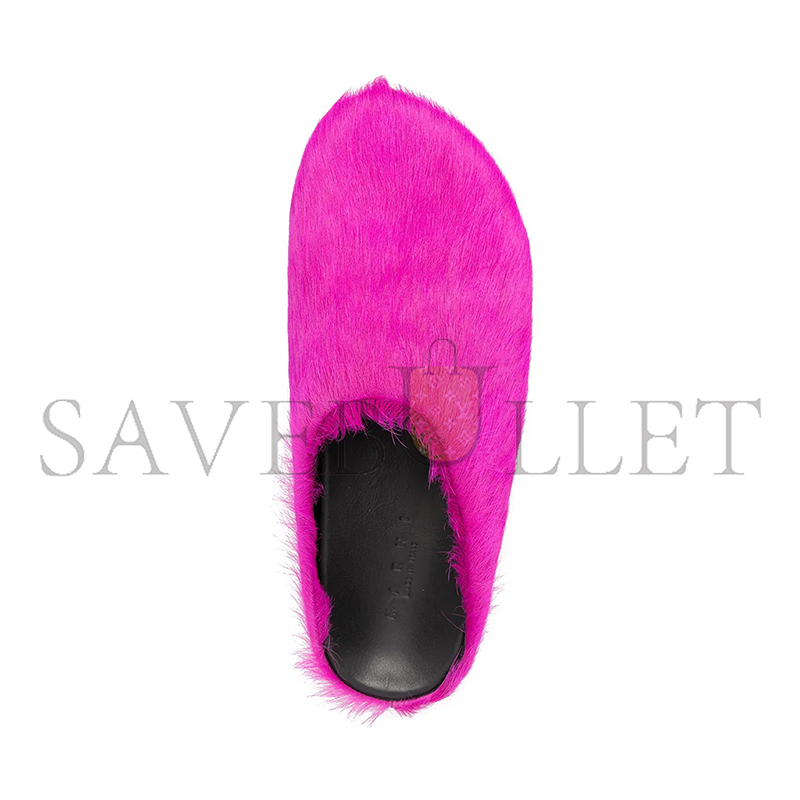 MARNI FUSSBET SABOT CALF-HAIR SLIPPERS 